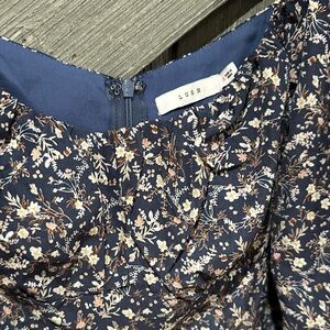 Lush Navy Floral Dress bustier effect